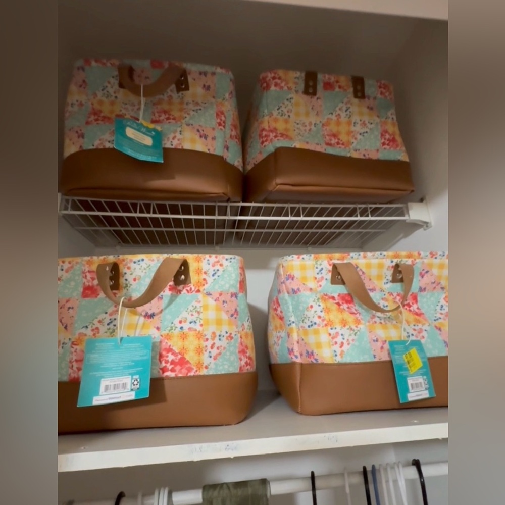 4 Floral Patchwork Storage Boxes - image 1